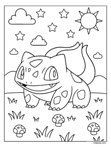 Bulbasaur in a Meadow Coloring Page