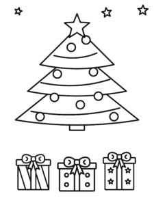 Christmas Tree with Presents coloring page