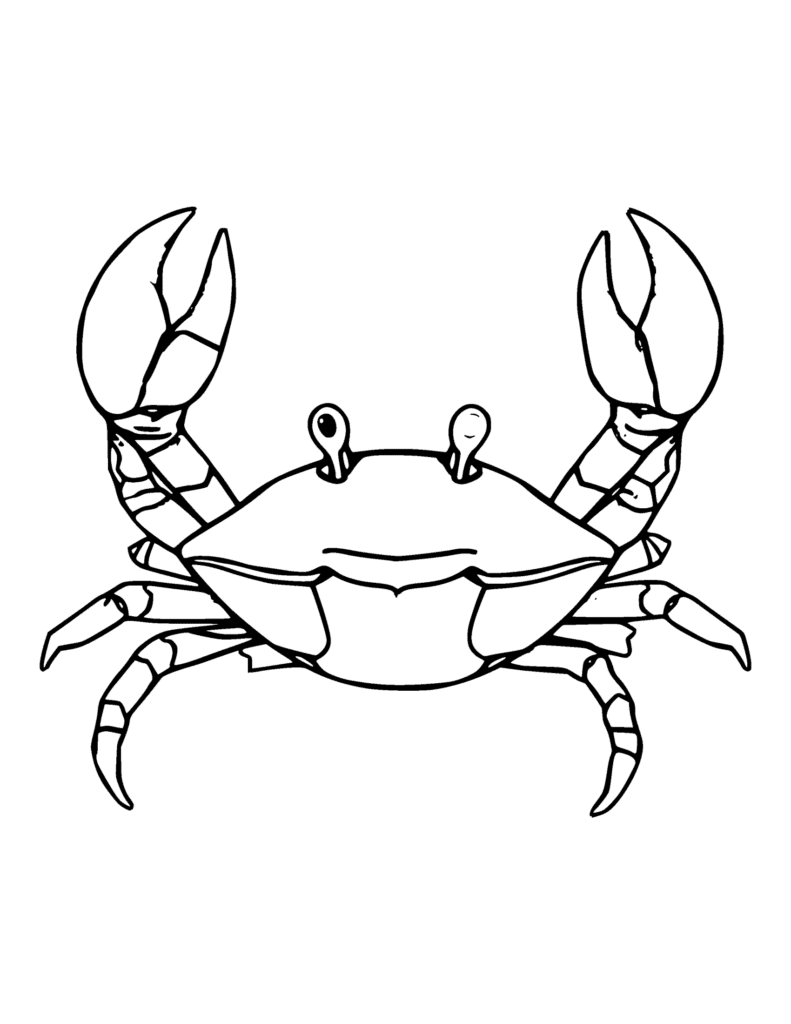Crab coloring page for kids: a crab with big claws