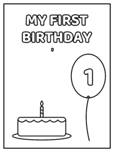 First Birthday coloring page