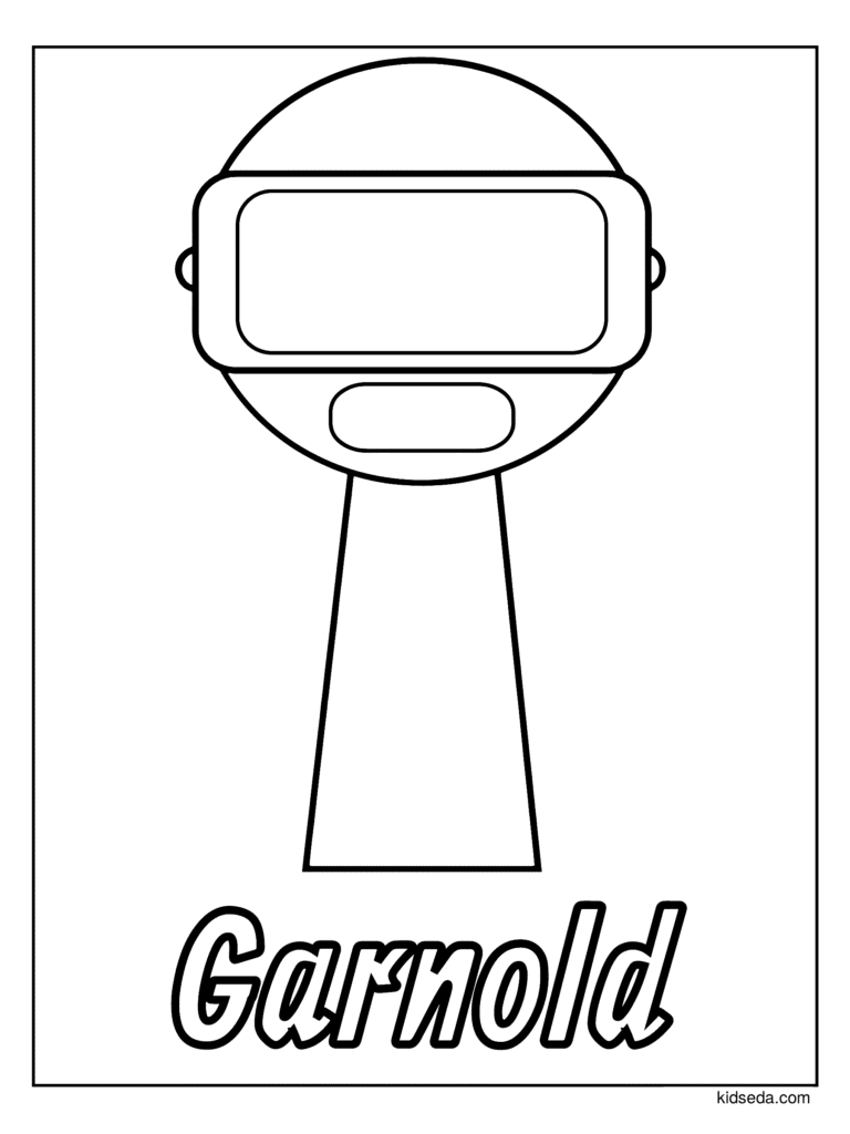 Garnold the Sprunki coloring page for kids: Garnold in his big helmet