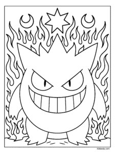 Gengar in the Flames Coloring Page