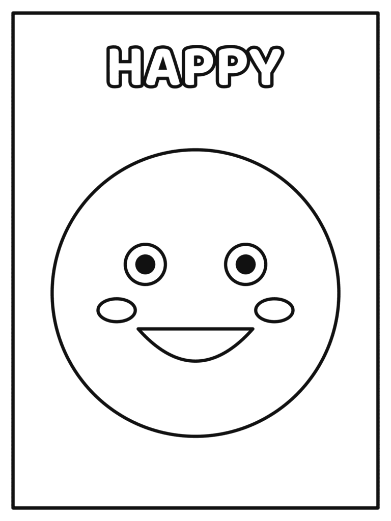 Happy Face coloring page for kids: a big happy face with a wide smile