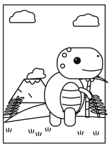 Kawaii T-Rex coloring page
