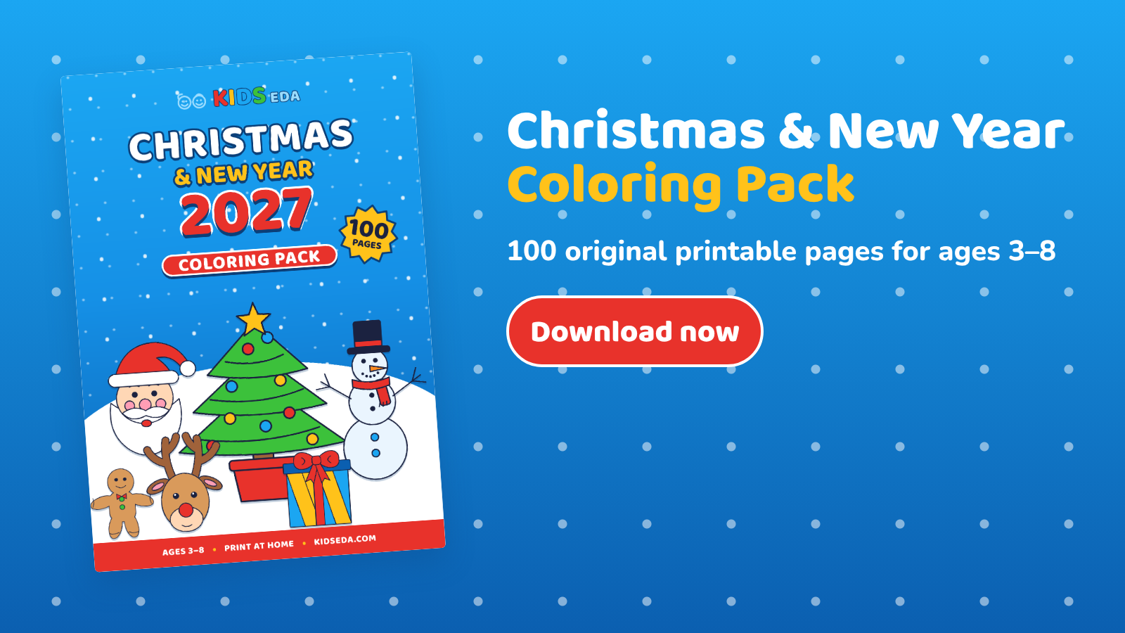 Kids EDA Christmas and New Year 2027 coloring pack with 100 printable pages