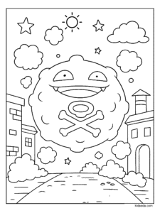 Koffing Over the Town Coloring Page