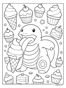 Lickitung and Ice Cream Coloring Page