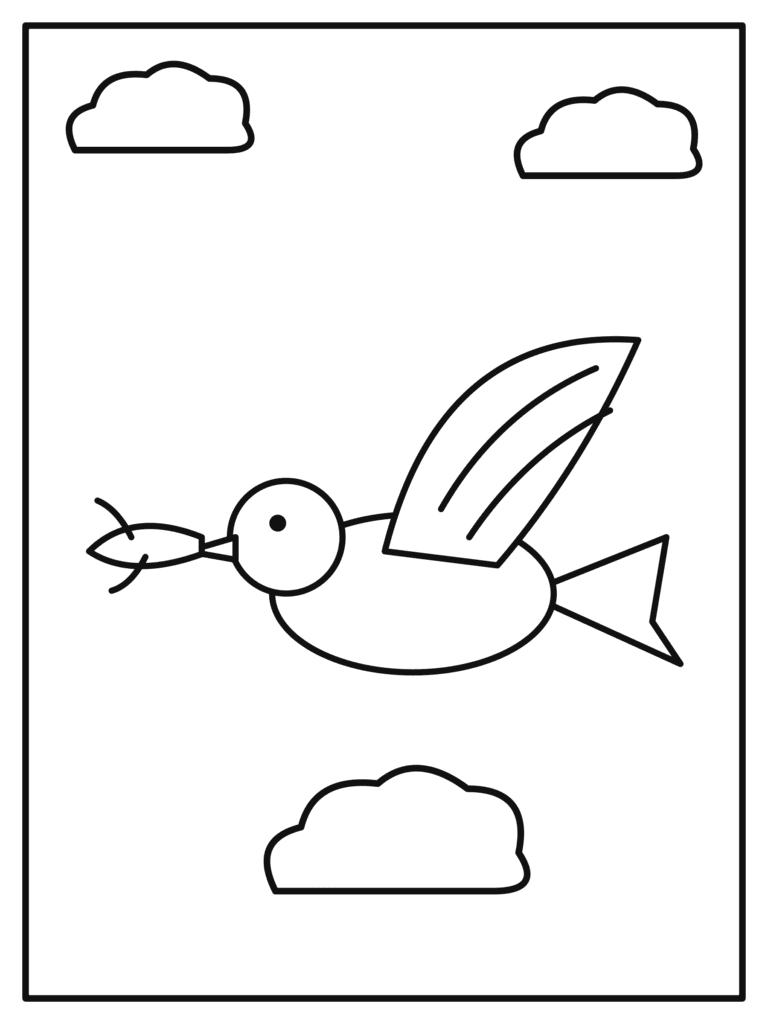 Peace Dove coloring page for kids: a white dove flying with an olive branch