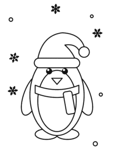 Penguin in a Santa Hat coloring page
