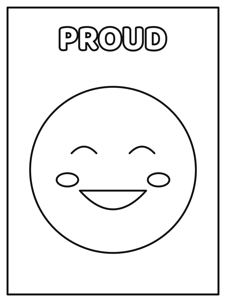 Proud Face coloring page for kids: a proud face with a big grin