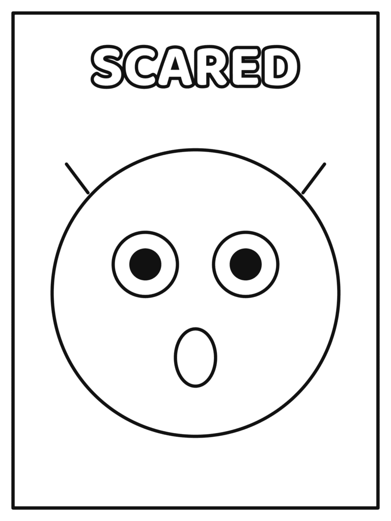 Scared Face coloring page for kids: a scared face with wide eyes