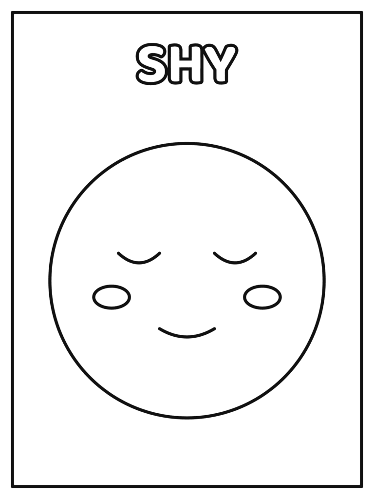 Shy Face coloring page for kids: a shy face with rosy cheeks
