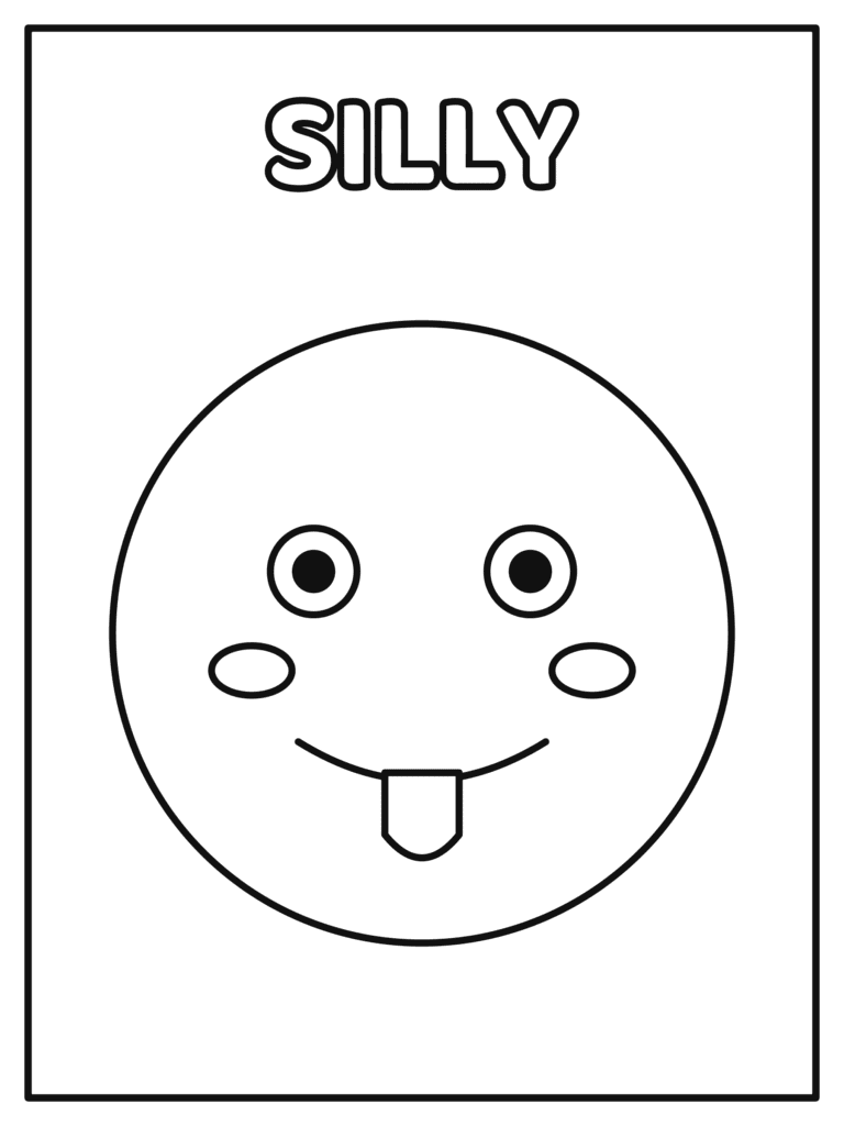 Silly Face coloring page for kids: a silly face sticking out its tongue