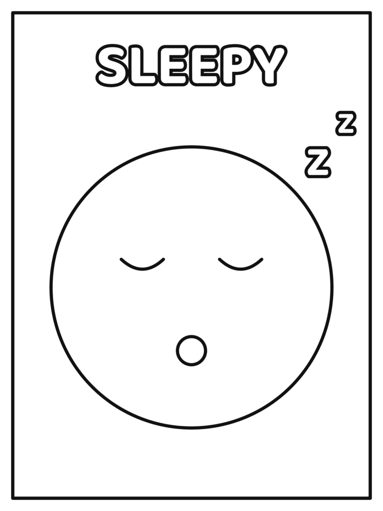 Sleepy Face coloring page for kids: a sleepy face snoozing with Z's