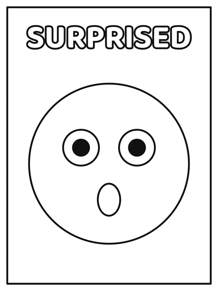 Surprised Face coloring page for kids: a surprised face with a round open mouth